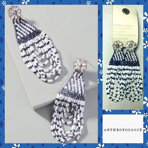 NWT MSRP $68 Anthropologie GEMMA BEADED DROP EARRINGS Women's - Picture 1 of 7